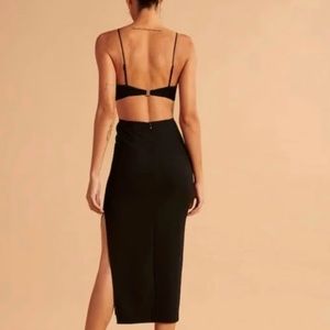 NWT Abercrombie & Fitch Mixed Fabric Midi Dress Black XXL